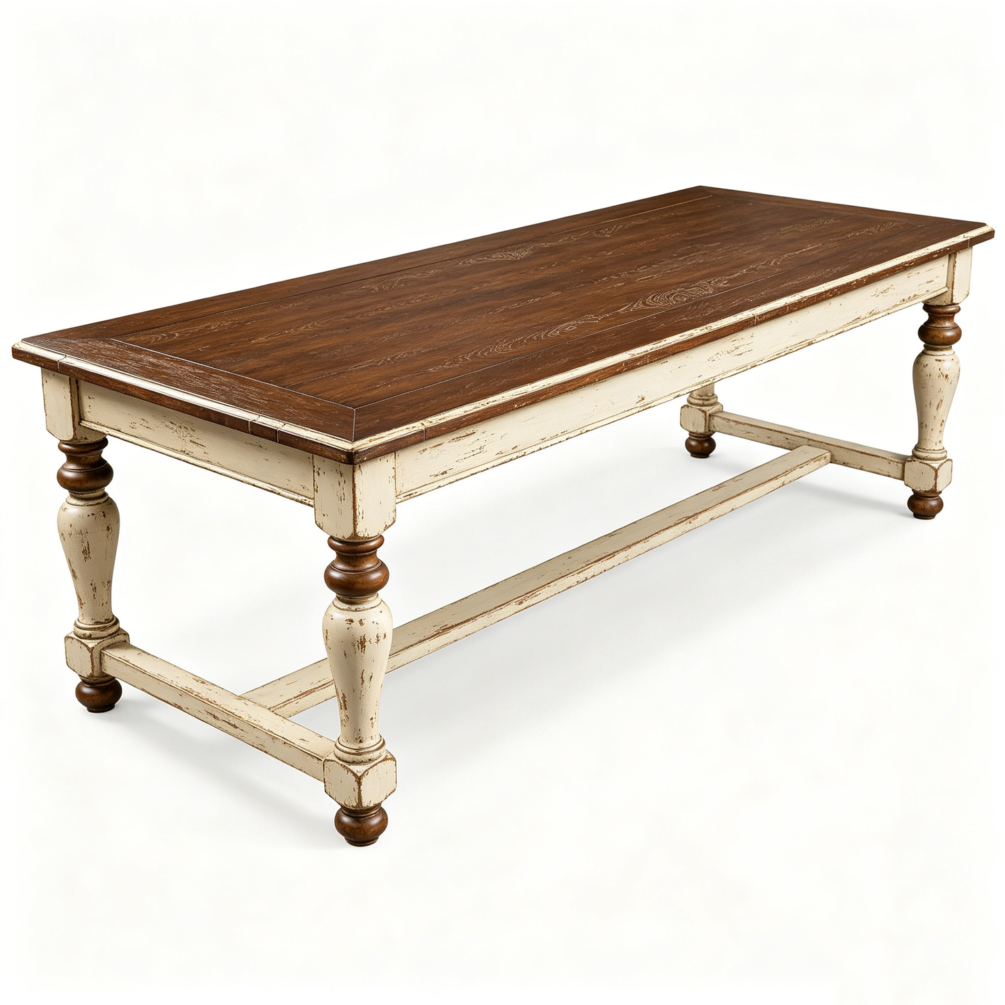 Farmhouse Spindle‑Leg Distressed Long Table