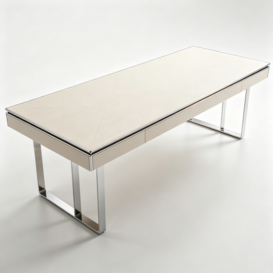 Luxury Light Wood Grain Metal‑Frame Table