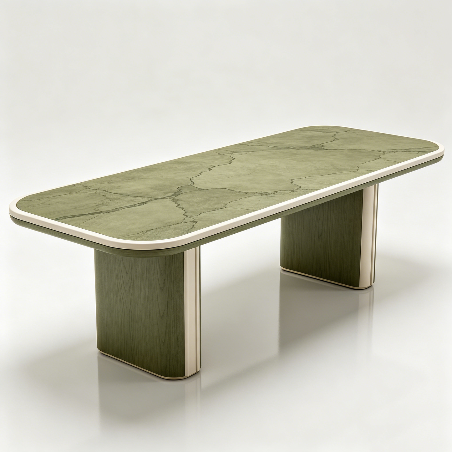 Olive Green Marble Luxury Long Table