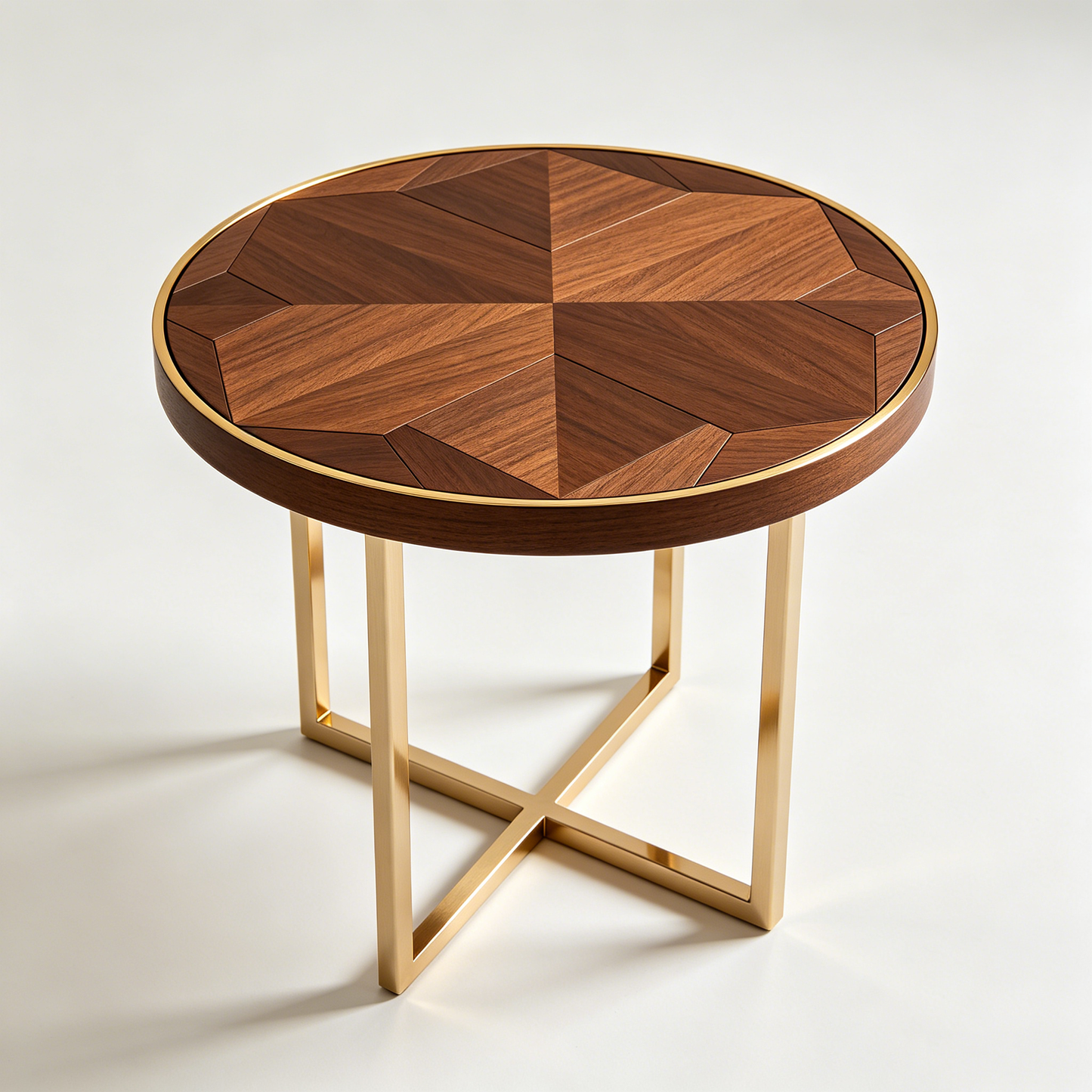 Walnut Parquet Gilded Round Table
