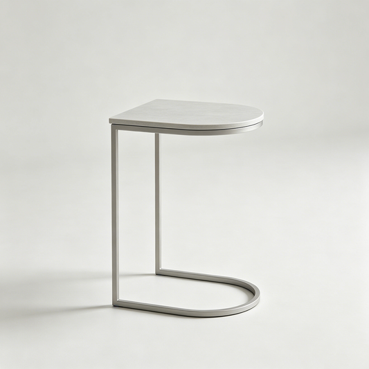Light Grey C‑Shaped Curved Side Table