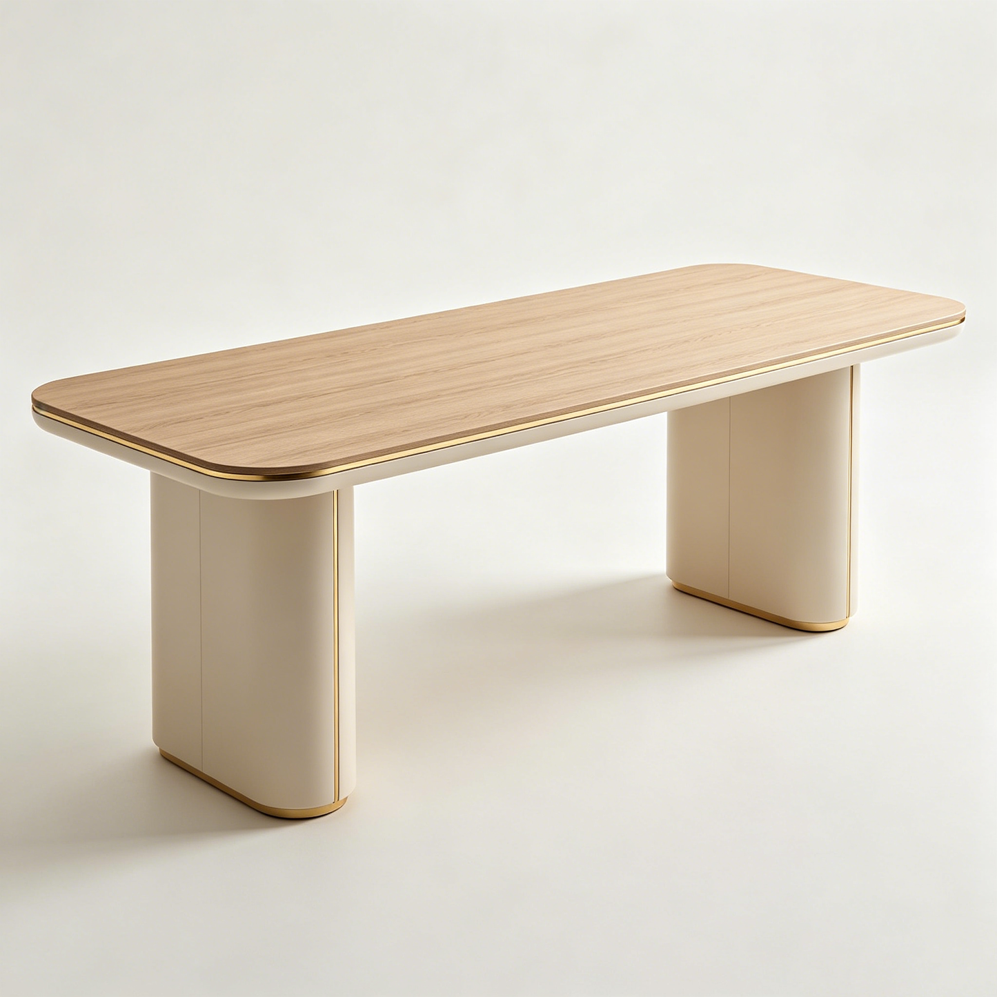 Cream Gold‑Trimmed Rounded Long Table