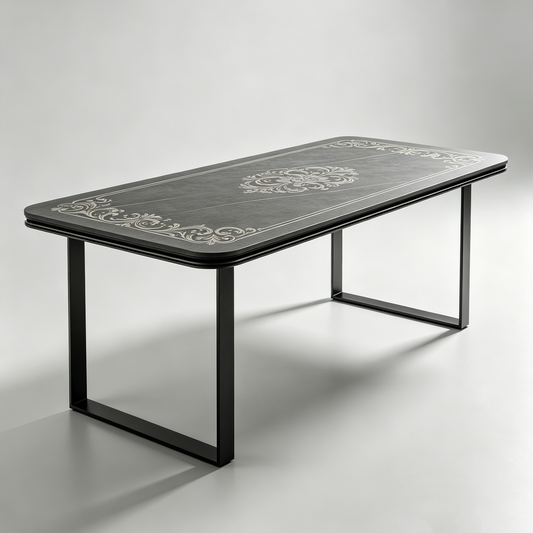 Dark European Carved Minimal Long Table