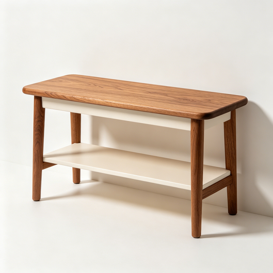 Oak 2‑Tier Storage Console Table