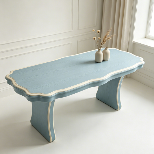 Light Blue Wavy French Minimal Table