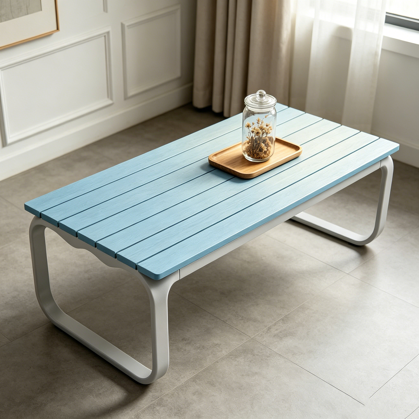Light Blue Outdoor Aluminum Long Table