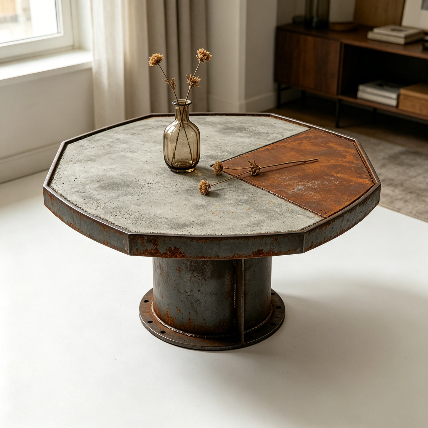 Industrial Rustic Octagonal Table