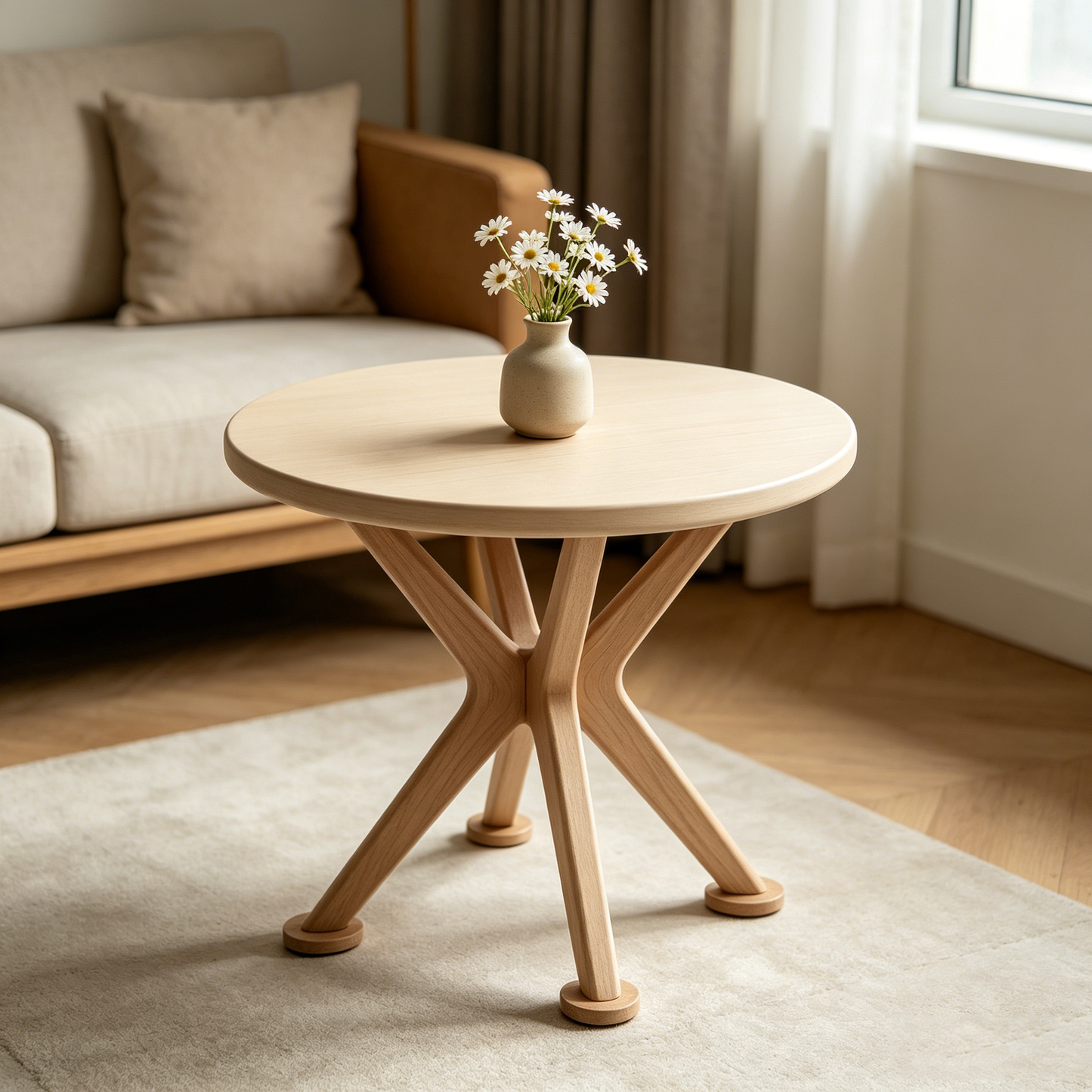 Cross‑Leg Minimalist Round Table