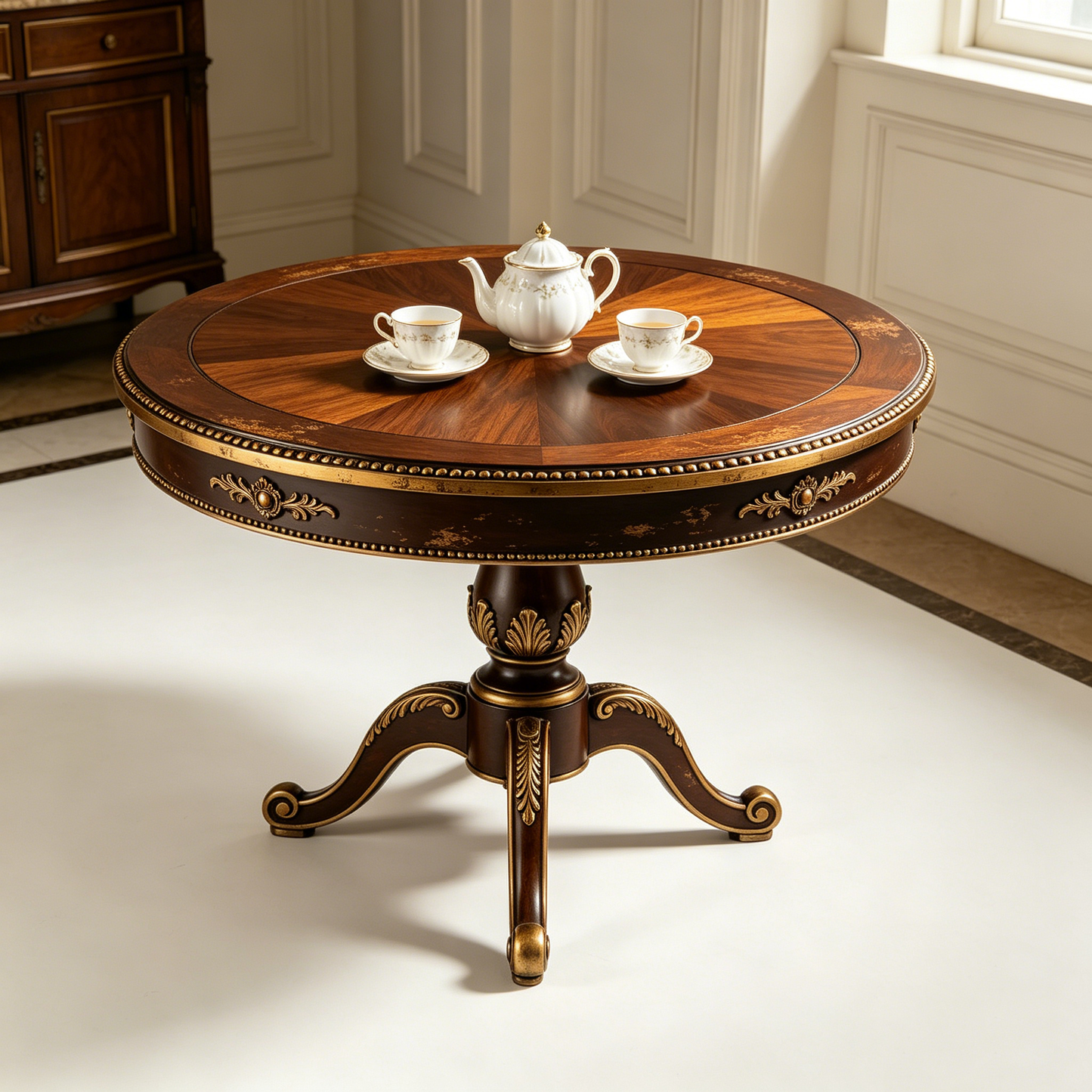 European Gilded Carved Round Table