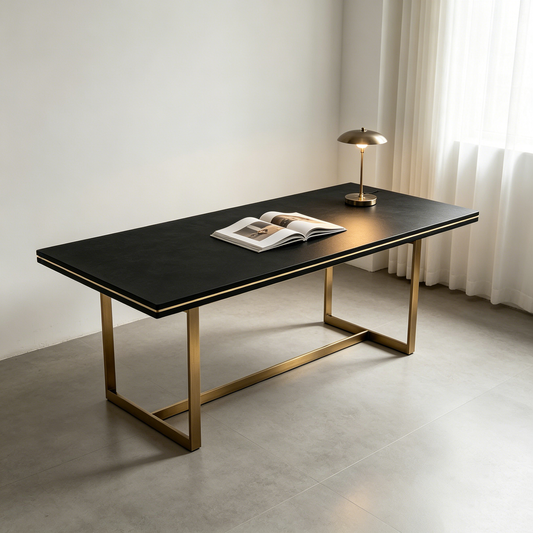 Black‑Gold Geometric Metal Dining Table