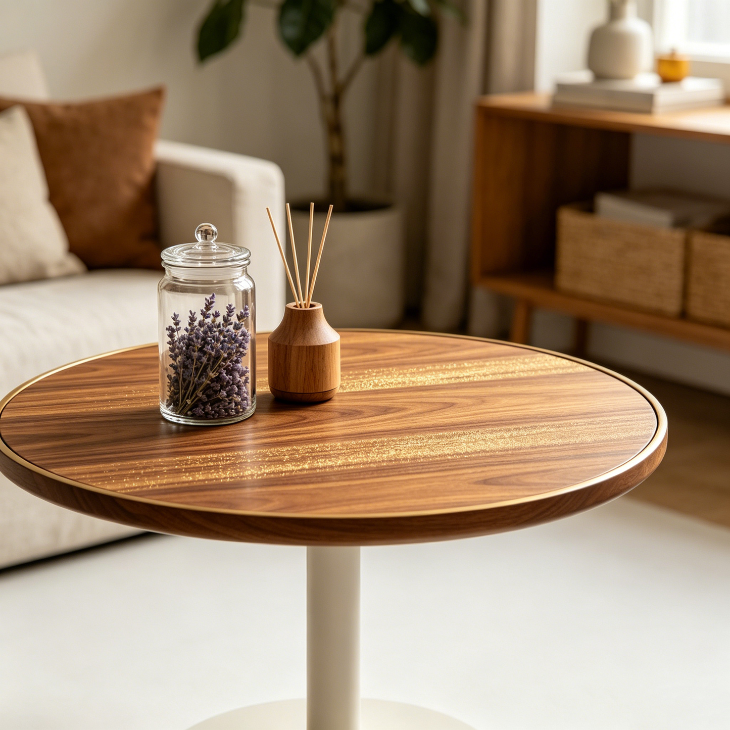Walnut Gilded Round Table