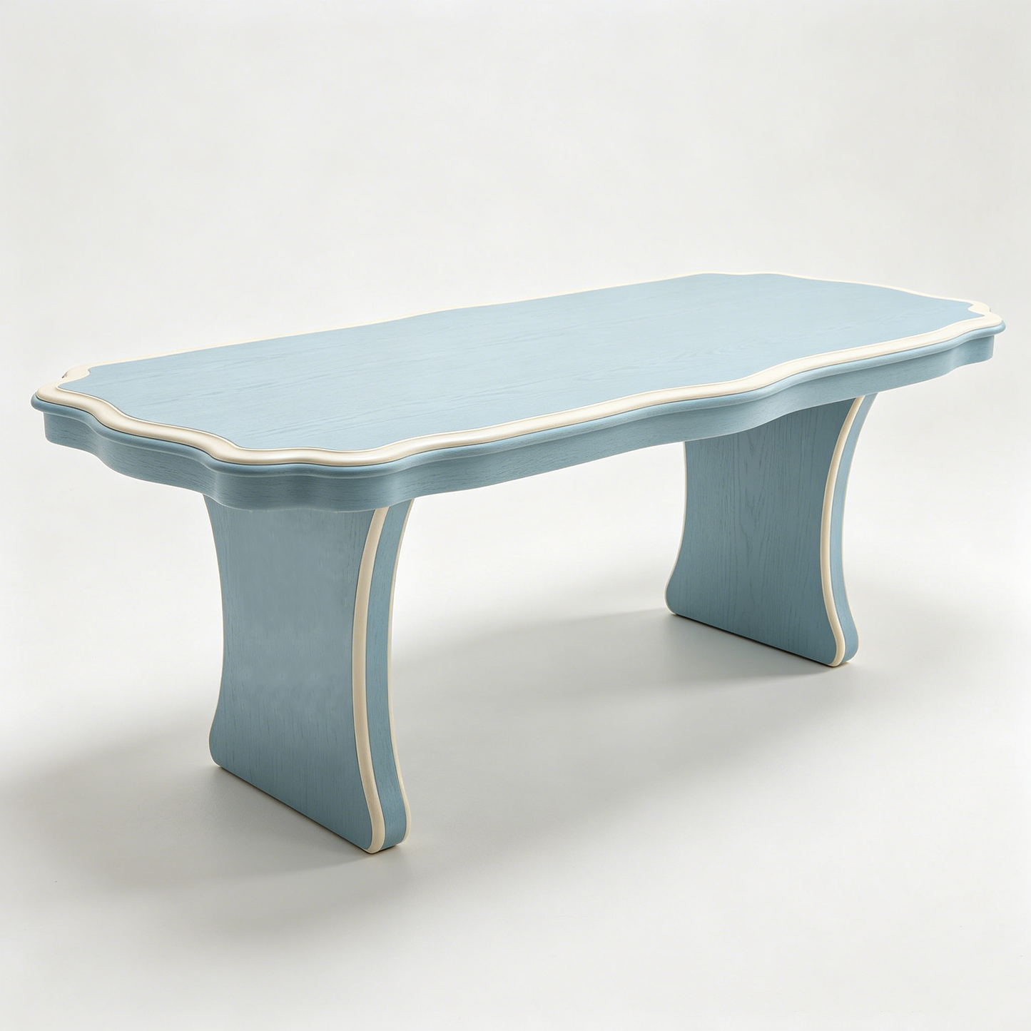 Light Blue Wavy French Minimal Table