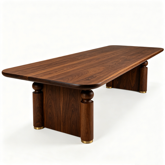 Walnut Spherical‑Leg Luxury Long Table