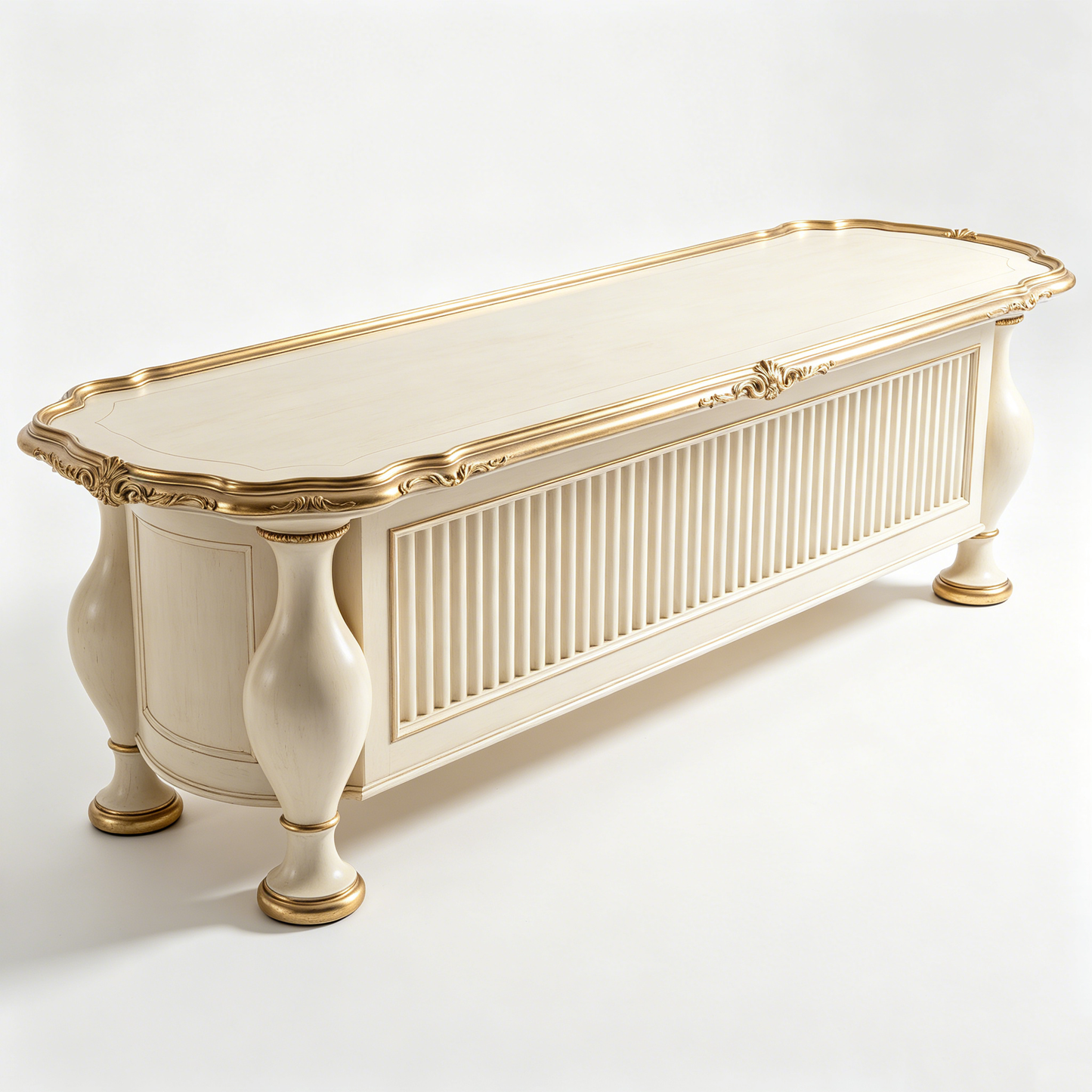 French Gilded Fluted Luxury Long Table